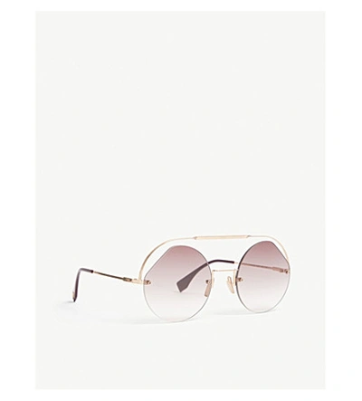 Shop Fendi Ff0325/s Round-frame Sunglasses In Gold