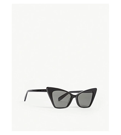 Shop Saint Laurent New Wave Sl244 Victoire Cat-eye Frame Sunglasses In Black