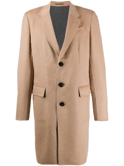 Shop Ermenegildo Zegna Single Breasted Coat In Neutrals