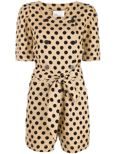 Shop Lisa Marie Fernandez Diana Short Suit In Khakit/black Polka Dot