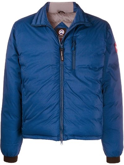 Shop Canada Goose Lodge Hooded Down Jacket In Blue