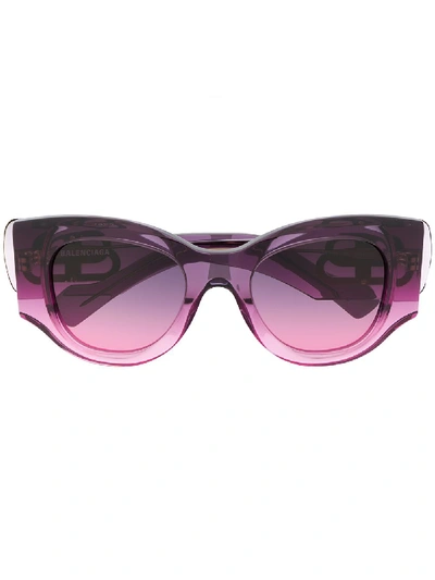 Shop Balenciaga Paris Cat Eye-frame Sunglasses In Purple