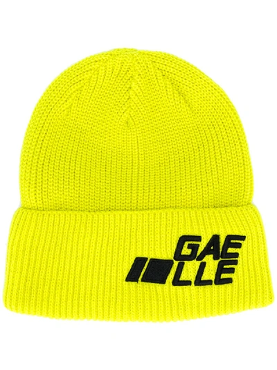 Shop Gaëlle Bonheur Logo Embroidered Beanie Hat In Yellow