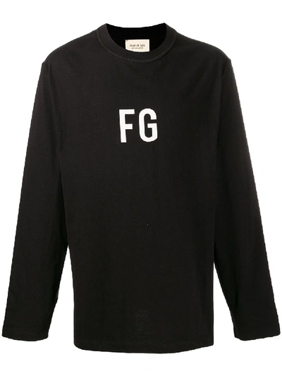 Shop Fear Of God Logo Monogram Print Sweatshirt In Black