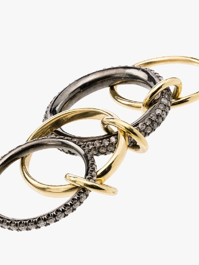 Spinelli Kilcollin Vega Silver And Yellow Gold 4-link Ring With Diamonds In Metallic
