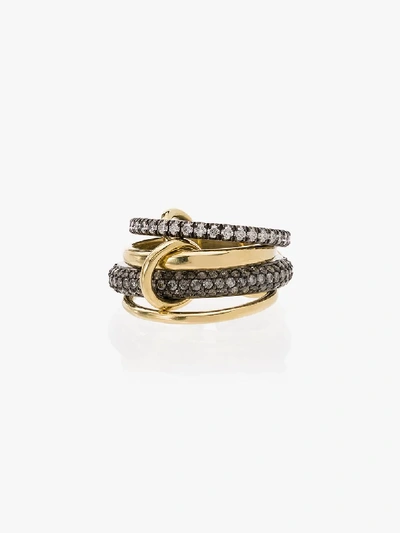 Spinelli Kilcollin Vega Silver And Yellow Gold 4-link Ring With Diamonds In Metallic