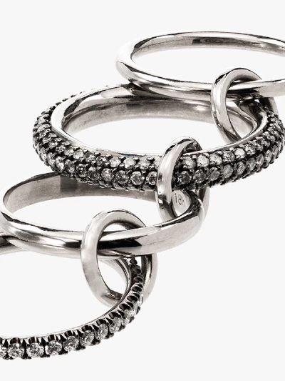 Spinelli Kilcollin 18kt Black Gold Vega Four Link Diamond Ring In Metallic