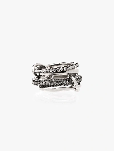 Spinelli Kilcollin 18kt Black Gold Vega Four Link Diamond Ring In Metallic