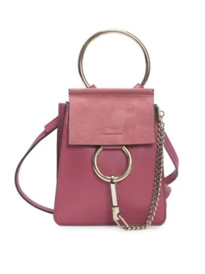 Shop Chloé Mini Faye Leather Bracelet Bag In Scarlet Pink