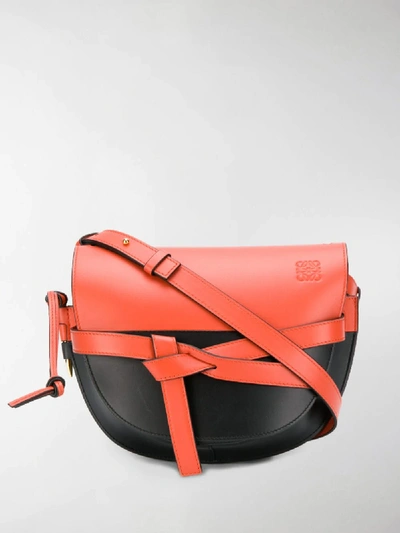 Shop Loewe Gate Colour Block Cross Body Bag In Red