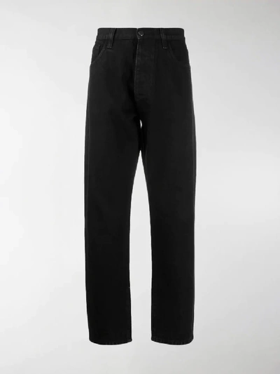 Shop Prada Logo Patch Mid-rise Straight-leg Jeans In Black