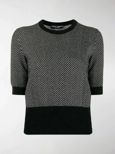 Shop Dolce & Gabbana Chevron Knitted Top In Black