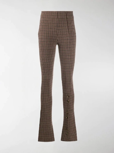 Shop A.w.a.k.e. Flared Check Trousers In Brown