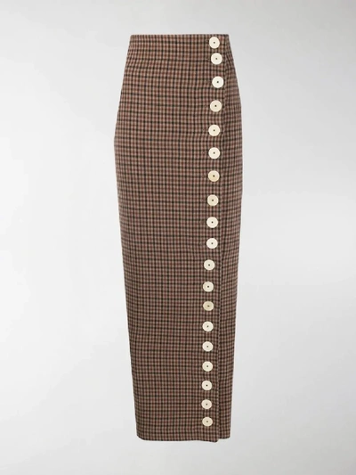 Shop A.w.a.k.e. Buttoned Maxi Skirt In Brown
