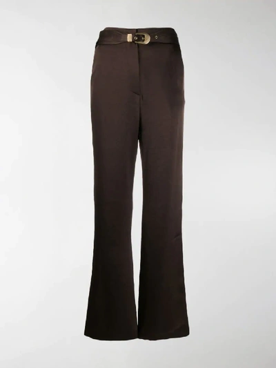 Shop Nanushka Kisa High-waisted Trousers In Brown