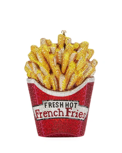 Shop Judith Leiber Fresh Hot French Fries Crystal Minaudiere Clutch Bag In Red Pattern