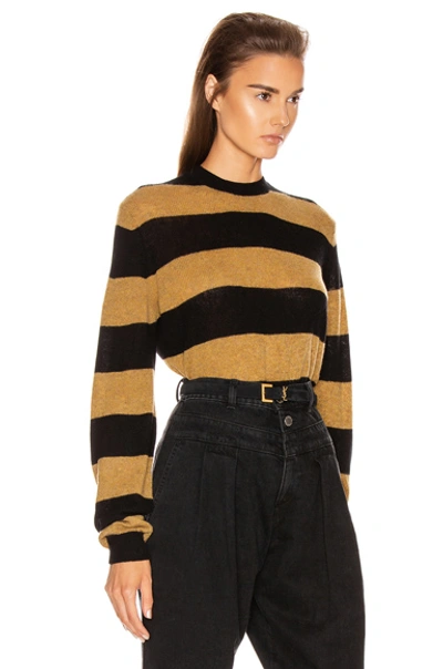 Shop Khaite Viola Crewneck Pullover Sweater In Black & Fawn Stripe