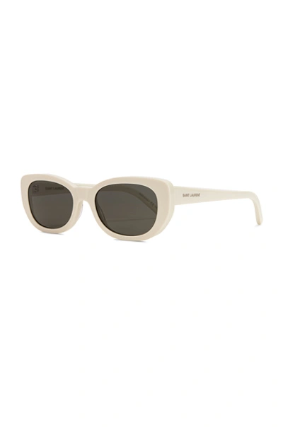 Shop Saint Laurent Betty Vintage Sunglasses In Shiny Ivory & Grey