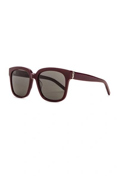 Shop Saint Laurent Pilot Sunglasses In Rouge Legion & Grey