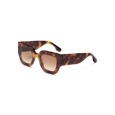 Shop Victoria Beckham Tortoiseshell Square-frame Sunglasses