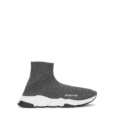 Shop Balenciaga Speed Grey Stretch-knit Sneakers