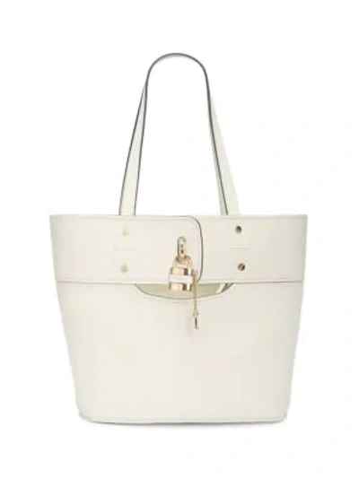 Shop Chloé Women's Small Aby Leather Tote In Natural White