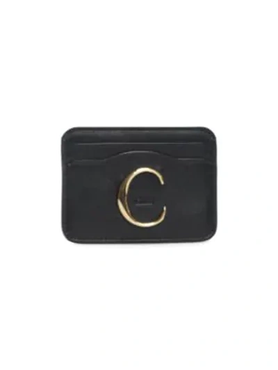 Shop Chloé C Leather Card Holder In Black