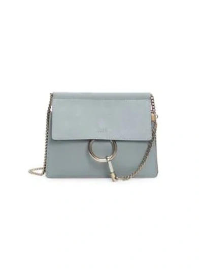 Shop Chloé Mini Faye Leather & Suede Shoulder Bag In Motty Grey