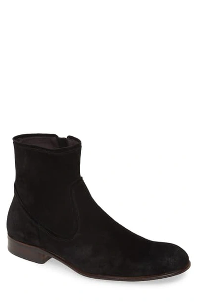 Shop John Varvatos Seagher Side Zip Boot In Dark Charcoal Suede