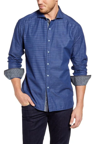 Shop Robert Graham Bergman Regular Fit Stripe Button-up Shirt In Blue