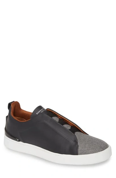 Shop Ermenegildo Zegna Slip-on Sneaker In Navy/ Light Grey