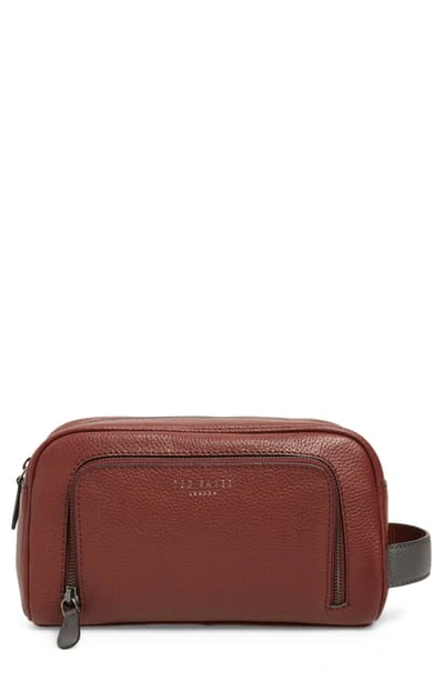 Shop Ted Baker Miel Leather Dopp Kit In Red