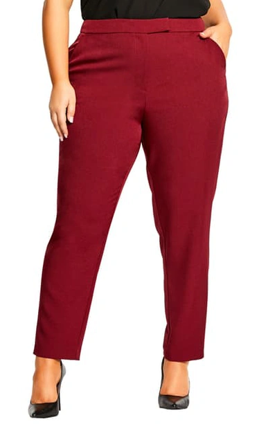 Shop City Chic Mrs. Draper Ankle Pants In Merlot