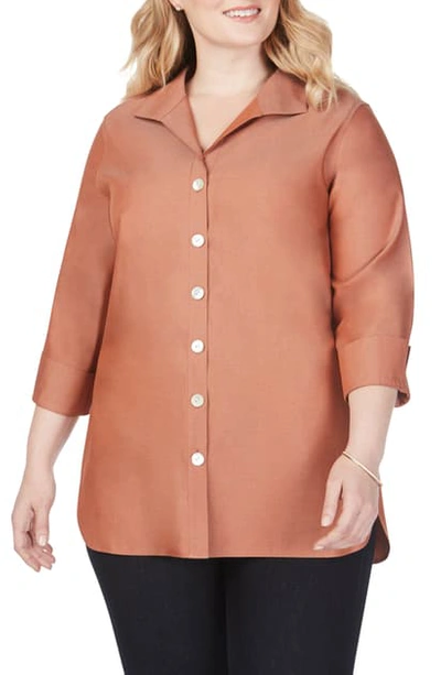 Shop Foxcroft Pandora Non-iron Tunic Shirt In Cinnamon