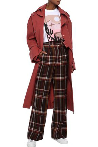 Shop Acne Studios Checked Wool And Silk-blend Flared Pants In Multicolor