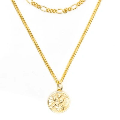 Shop Serge Denimes Gold Multi Chain St Christopher Necklace
