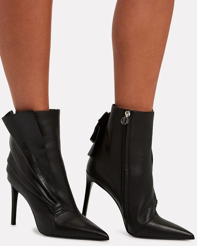 Shop Balmain Ness Ruffled Leather Ankle Boots