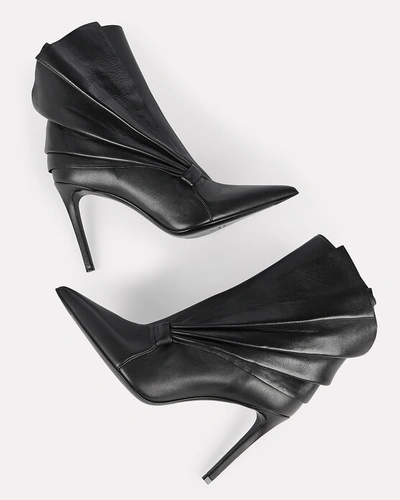 Shop Balmain Ness Ruffled Leather Ankle Boots