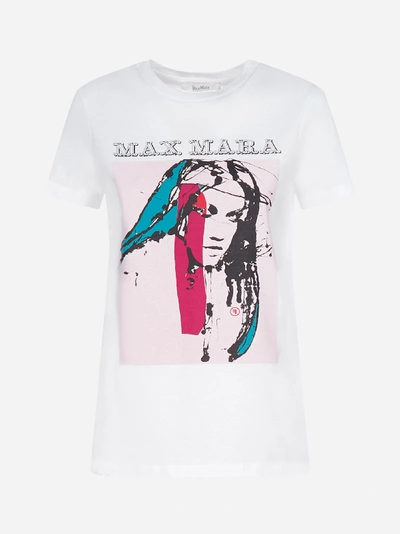 Shop Max Mara Print And Logo Cotton T-shirt