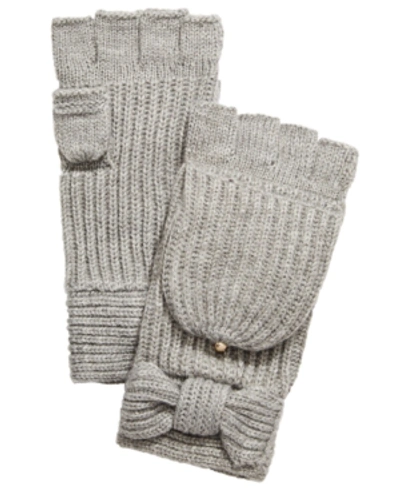 Shop Kate Spade Bow Pop Top Mittens In Heather Gray