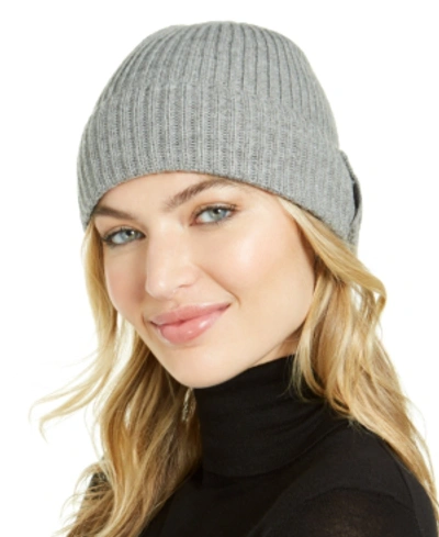 Shop Kate Spade Bow Beanie In Heather Gray