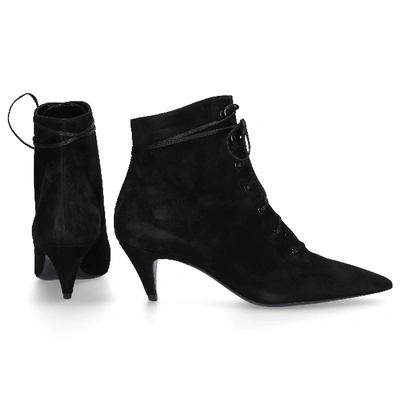 Shop Saint Laurent Ankle Boots Kiki 55 Suede In Black