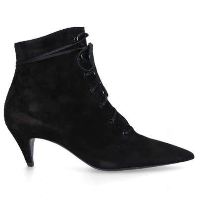 Shop Saint Laurent Ankle Boots Kiki 55 Suede In Black