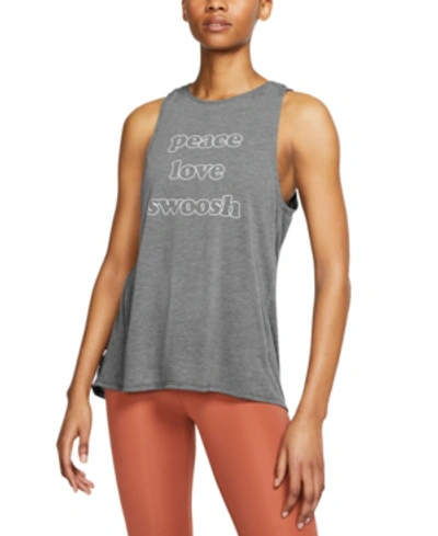 Shop Nike Yoga Women's Graphic Training Tank Top In Black/htr/white