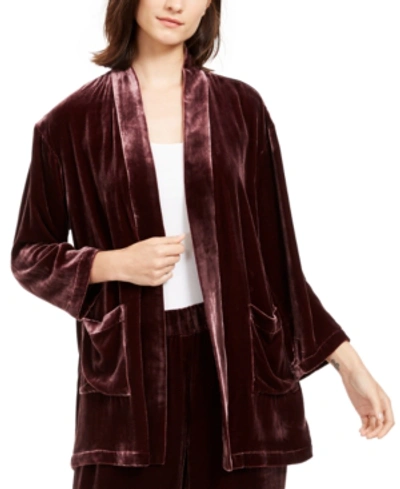 Shop Eileen Fisher Velvet Shawl-collar Kimono, Regular & Petite In Cassis