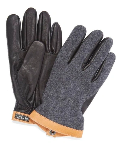 Shop Hestra Gloves Tricot Deerskin Wool Gloves In Black