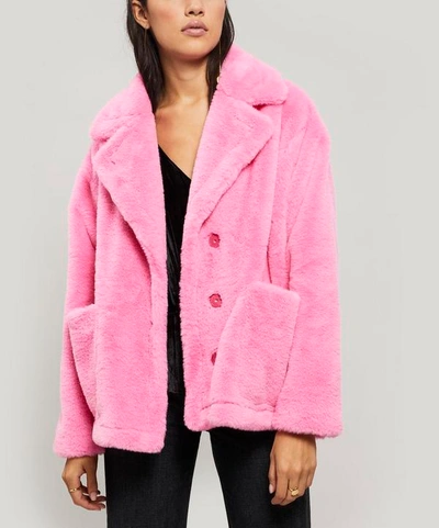 Shop Stand Studio Marina Faux Fur Jacket In Bubblegum