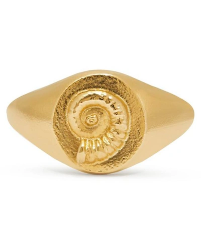 Shop Alex Monroe Gold-plated Ammonite Shell Signet Ring