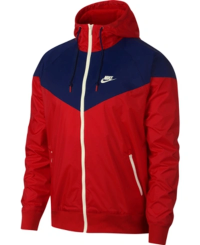 Shop Nike Men's Sportswear Windrunner Jacket In Ured/blue/sail