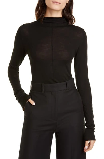Shop Khaite Lola Funnel Neck Merino Wool Sweater In Black